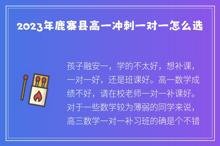 2023年鹿寨縣高一沖刺一對一怎么選