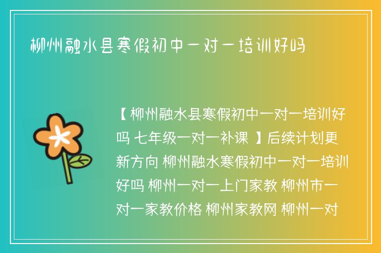 柳州融水縣寒假初中一對一培訓(xùn)好嗎