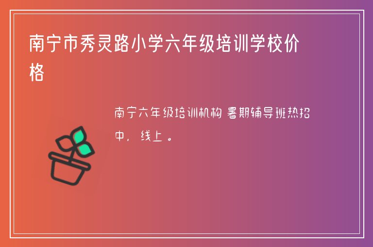 南寧市秀靈路小學(xué)六年級(jí)培訓(xùn)學(xué)校價(jià)格