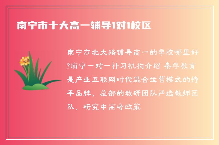 南寧市十大高一輔導(dǎo)1對(duì)1校區(qū)