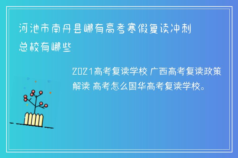 河池市南丹縣哪有高考寒假?gòu)?fù)讀沖刺總校有哪些