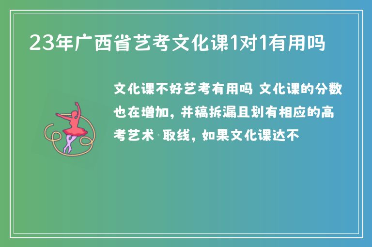 23年廣西省藝考文化課1對1有用嗎