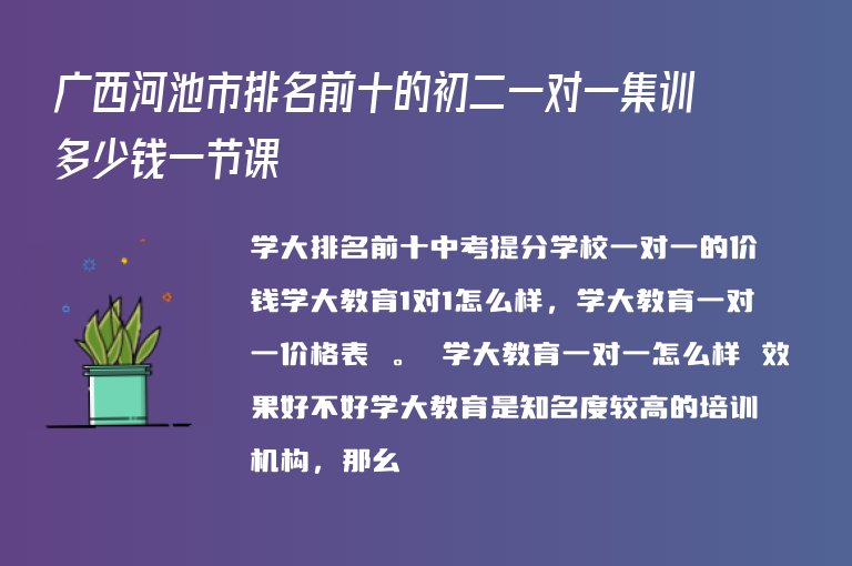 廣西河池市排名前十的初二一對一集訓多少錢一節(jié)課