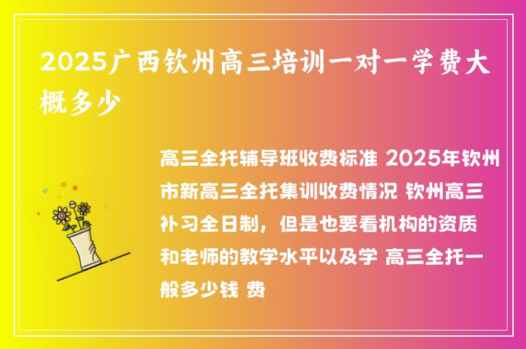 2025廣西欽州高三培訓(xùn)一對一學(xué)費大概多少