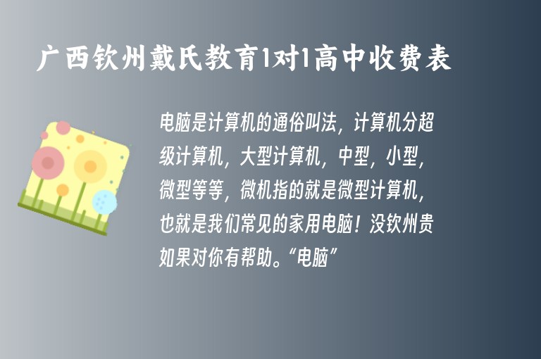 廣西欽州戴氏教育1對1高中收費(fèi)表