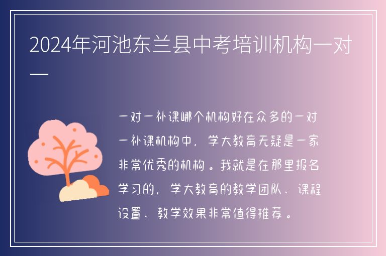 2024年河池東蘭縣中考培訓(xùn)機構(gòu)一對一