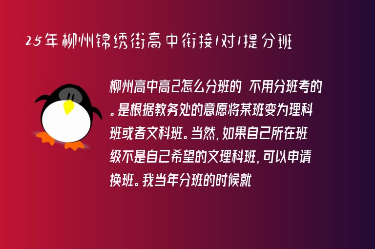 25年柳州錦繡街高中銜接1對1提分班