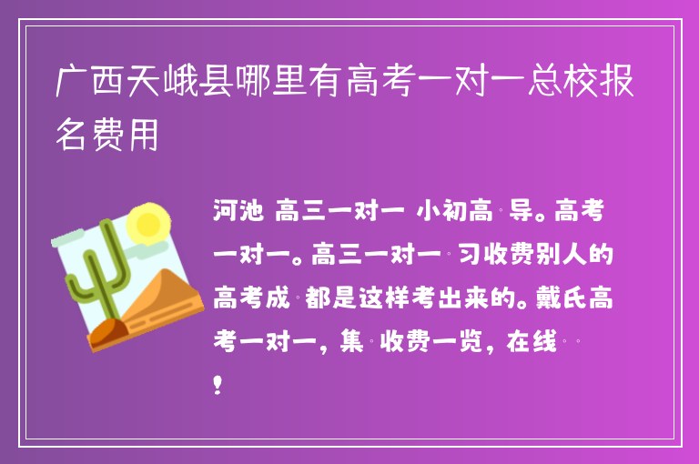 廣西天峨縣哪里有高考一對一總校報名費用