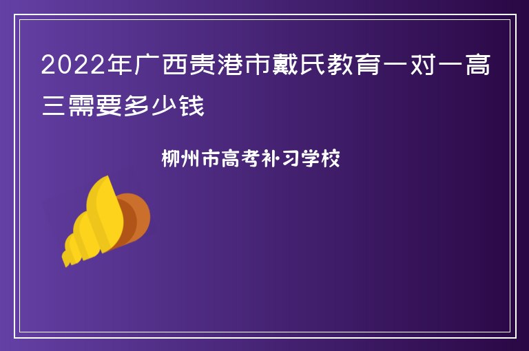 2022年廣西貴港市戴氏教育一對一高三需要多少錢