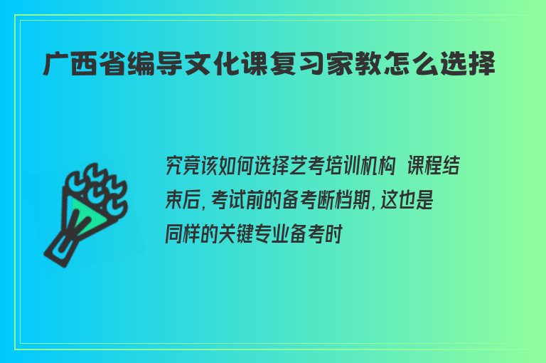 廣西省編導(dǎo)文化課復(fù)習(xí)家教怎么選擇