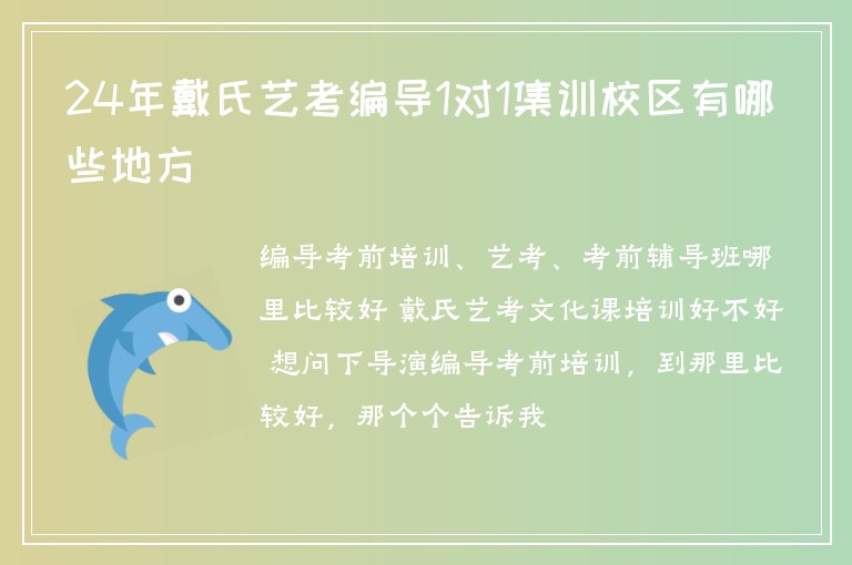 24年戴氏藝考編導(dǎo)1對1集訓(xùn)校區(qū)有哪些地方