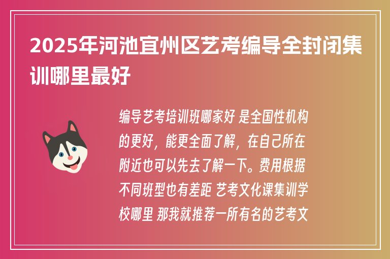 2025年河池宜州區(qū)藝考編導(dǎo)全封閉集訓(xùn)哪里最好