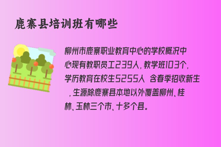 鹿寨縣培訓班有哪些