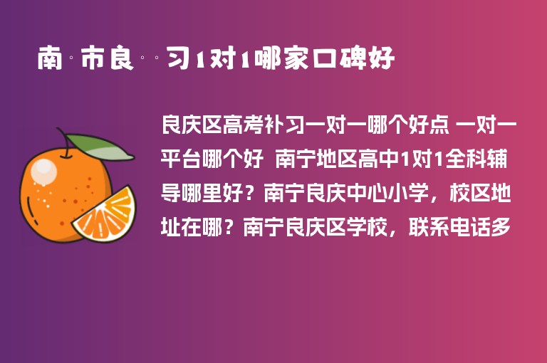 南寧市良慶補習1對1哪家口碑好