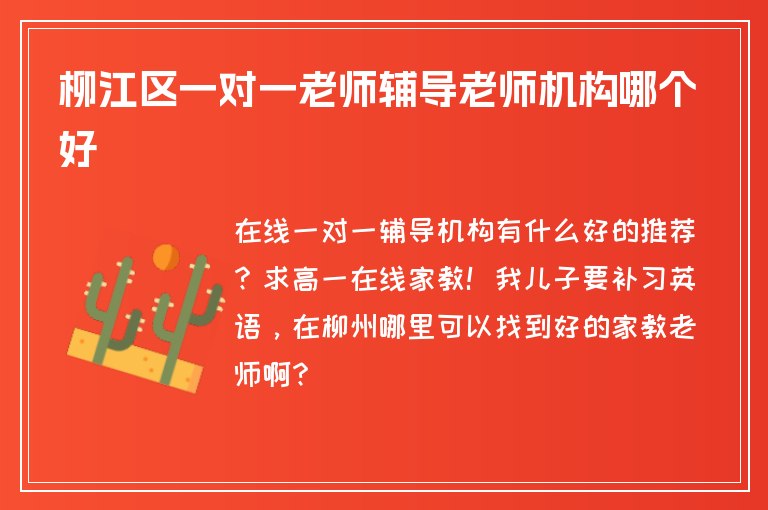 柳江區(qū)一對一老師輔導(dǎo)老師機構(gòu)哪個好