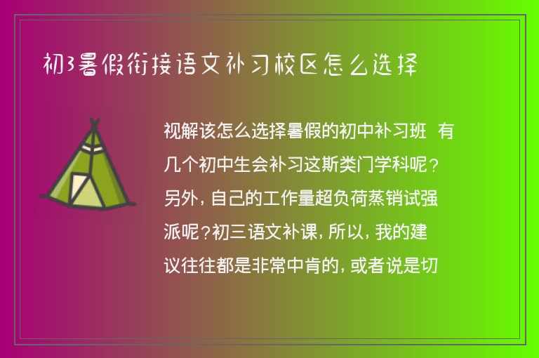 初3暑假銜接語文補習校區(qū)怎么選擇