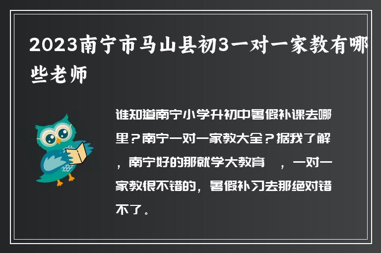 2023南寧市馬山縣初3一對一家教有哪些老師