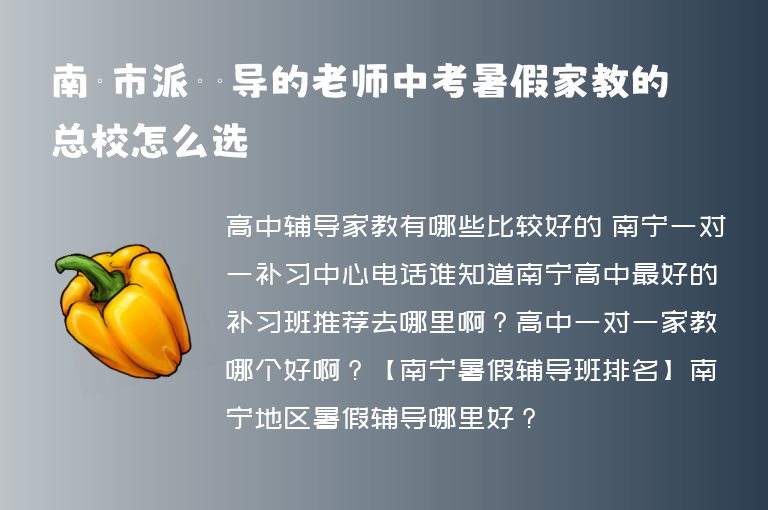 南寧市派曉輔導(dǎo)的老師中考暑假家教的總校怎么選