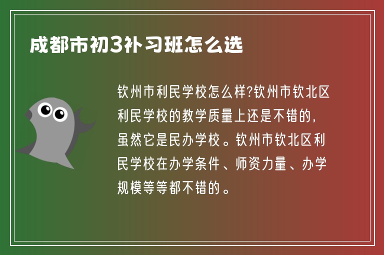 成都市初3補習(xí)班怎么選