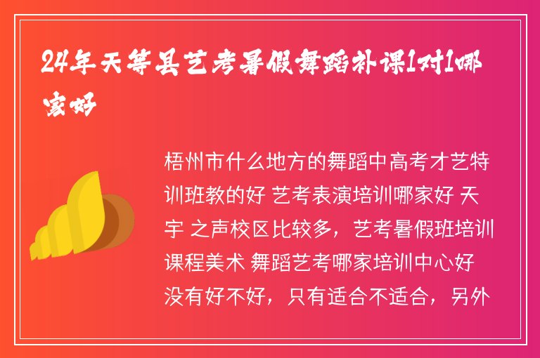 24年天等縣藝考暑假舞蹈補課1對1哪家好