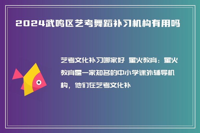 2024武鳴區(qū)藝考舞蹈補習(xí)機構(gòu)有用嗎