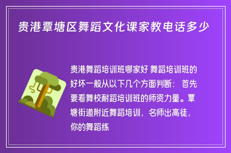 貴港覃塘區(qū)舞蹈文化課家教電話多少