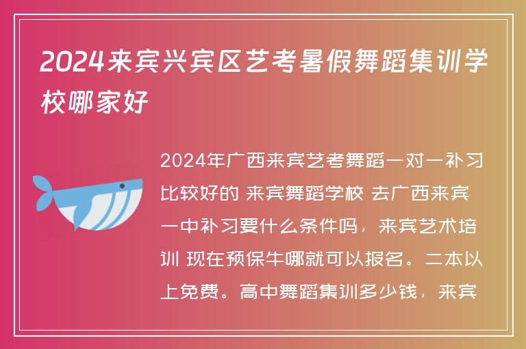 2024來賓興賓區(qū)藝考暑假舞蹈集訓(xùn)學(xué)校哪家好