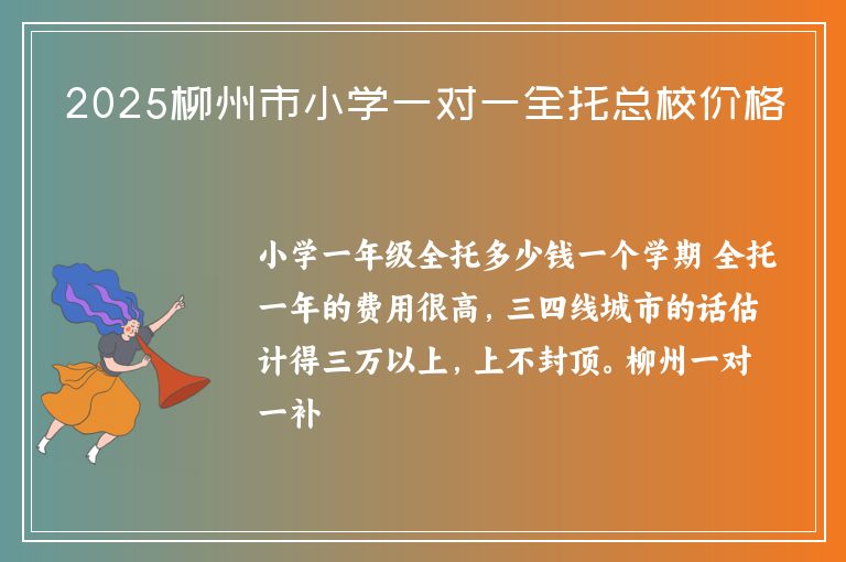 2025柳州市小學(xué)一對一全托總校價格