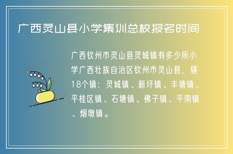 廣西靈山縣小學集訓總校報名時間