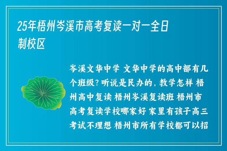 25年梧州岑溪市高考復讀一對一全日制校區(qū)