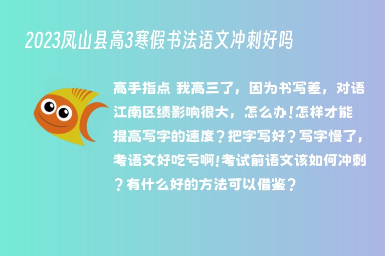 2023鳳山縣高3寒假書法語文沖刺好嗎