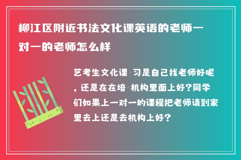 柳江區(qū)附近書法文化課英語的老師一對一的老師怎么樣