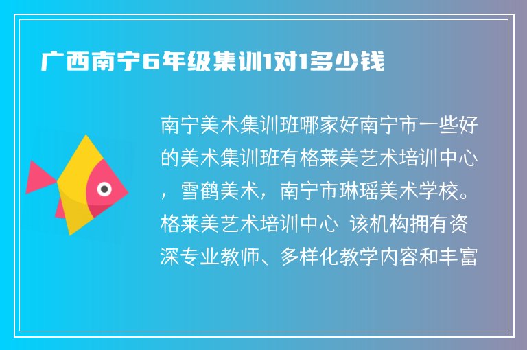 廣西南寧6年級集訓(xùn)1對1多少錢