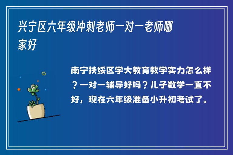 興寧區(qū)六年級沖刺老師一對一老師哪家好