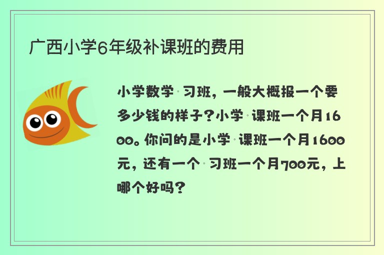 廣西小學(xué)6年級(jí)補(bǔ)課班的費(fèi)用