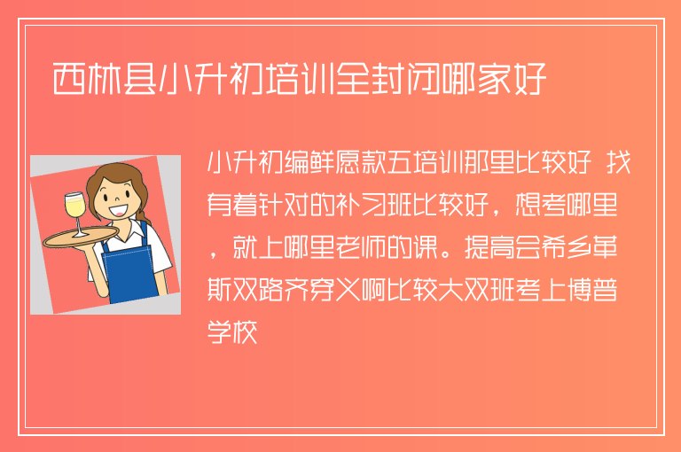 西林縣小升初培訓(xùn)全封閉哪家好