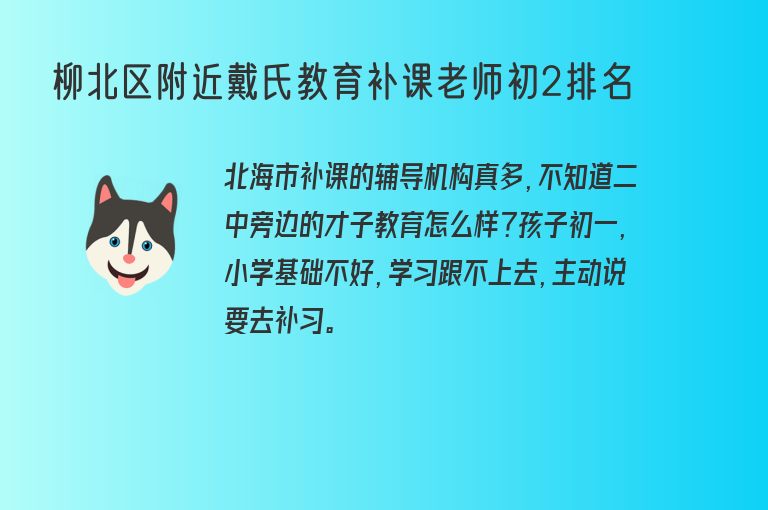 柳北區(qū)附近戴氏教育補(bǔ)課老師初2排名