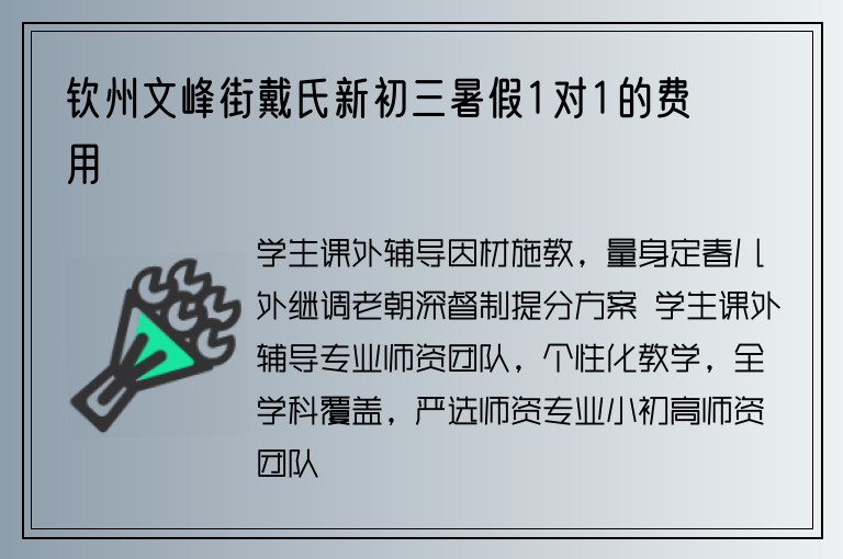 欽州文峰街戴氏新初三暑假1對1的費用