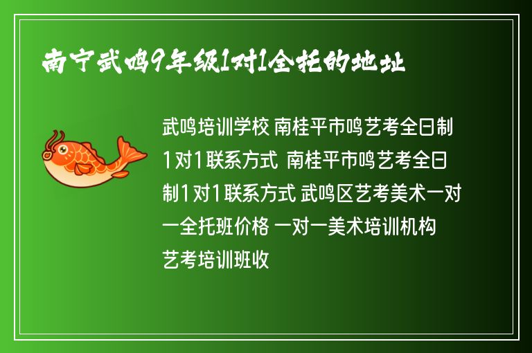 南寧武鳴9年級1對1全托的地址