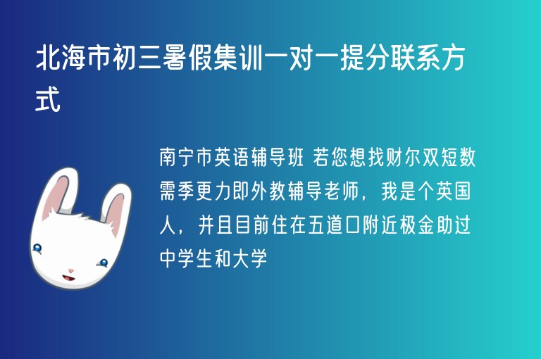 北海市初三暑假集訓(xùn)一對一提分聯(lián)系方式