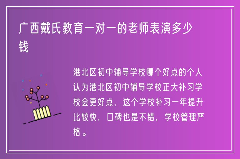 廣西戴氏教育一對一的老師表演多少錢