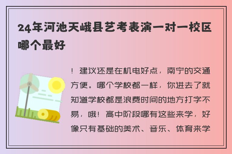 24年河池天峨縣藝考表演一對一校區(qū)哪個最好