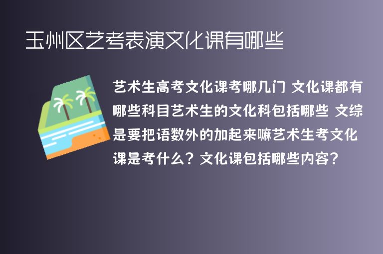 玉州區(qū)藝考表演文化課有哪些