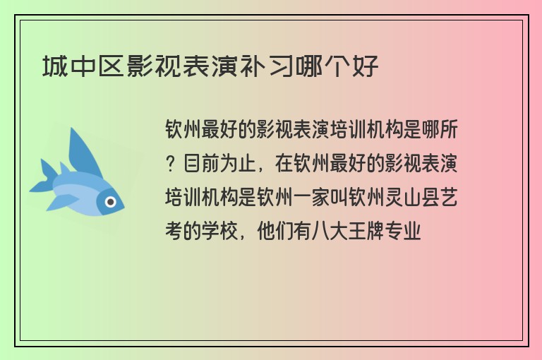 城中區(qū)影視表演補習(xí)哪個好