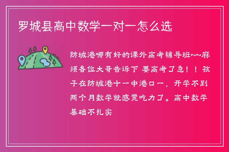 羅城縣高中數(shù)學(xué)一對一怎么選