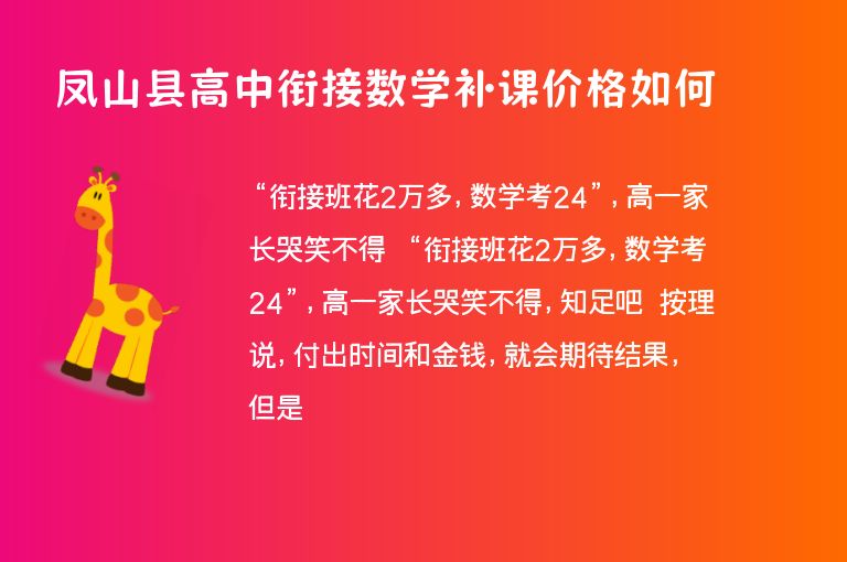 鳳山縣高中銜接數(shù)學補課價格如何