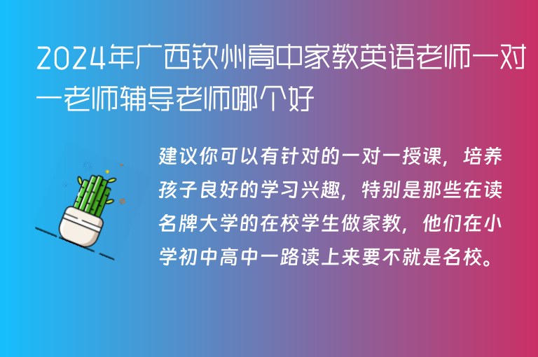 2024年廣西欽州高中家教英語(yǔ)老師一對(duì)一老師輔導(dǎo)老師哪個(gè)好