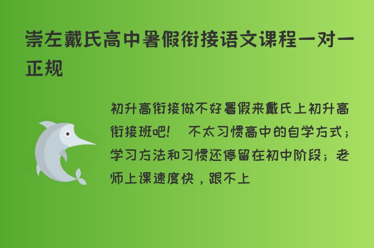 崇左戴氏高中暑假銜接語文課程一對一正規(guī)