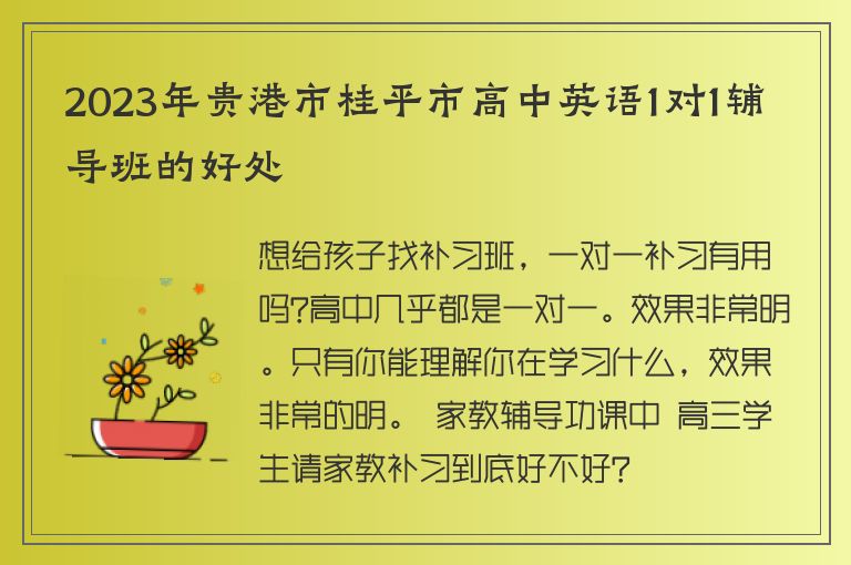 2023年貴港市桂平市高中英語1對1輔導(dǎo)班的好處