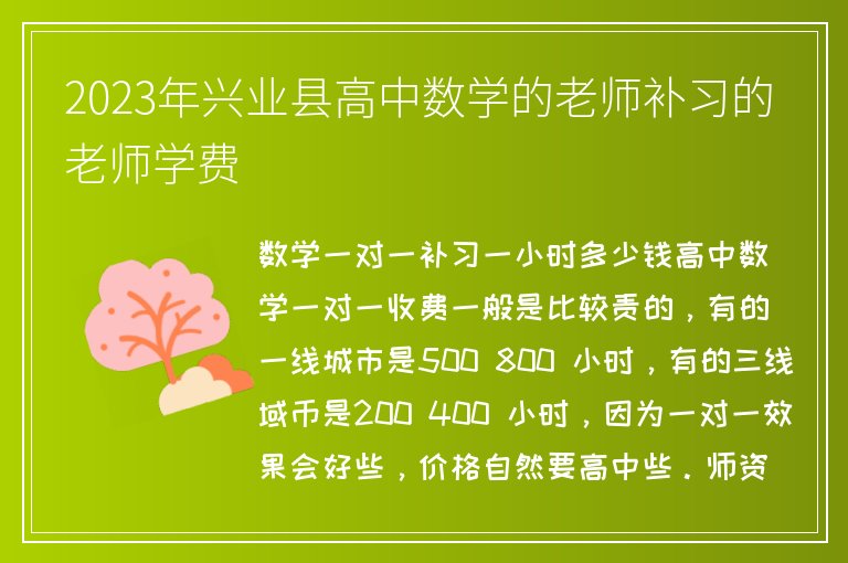 2023年興業(yè)縣高中數(shù)學的老師補習的老師學費